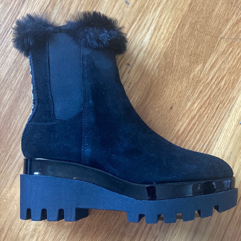 Black suede womens boots with wedge